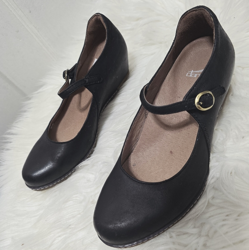 Dansko Mary Jane Womens Black Leather Wedge Shoe Size 36 - Picture 8 of 10